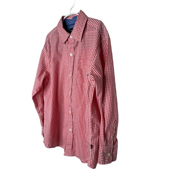 Nautica Boys Medium 10/12 Red Gingham Check Long Sleeve Button Down Shirt - Picture 12 of 12